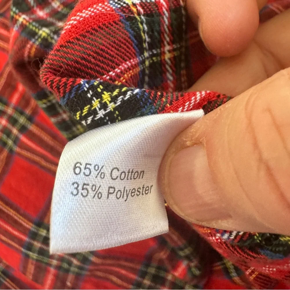 Red Plaid Button-Up Blouse with Sequin Yoke - Picture 9 of 9